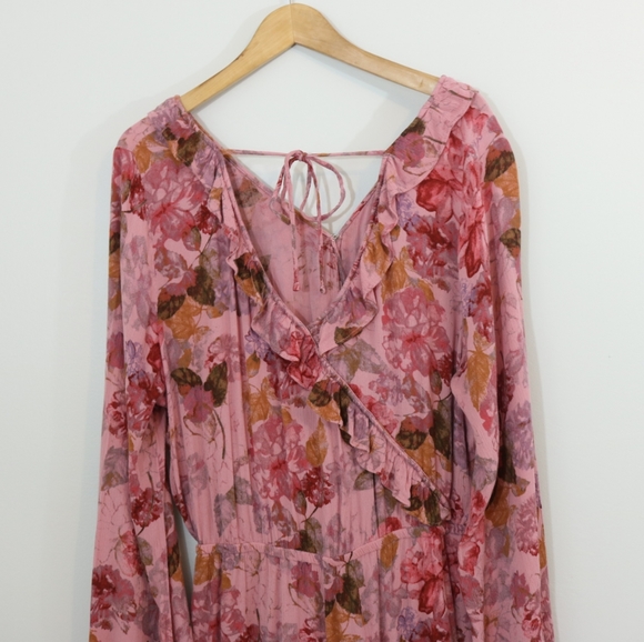 Mossimo Floral Dusty Rose Ruffle Boho Romper - Picture 6 of 8